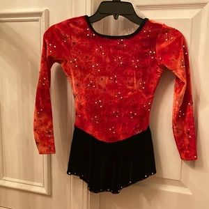 Red/Black Stoned "Christmas/Holiday" Show Figure Skating Dress Medium Girls